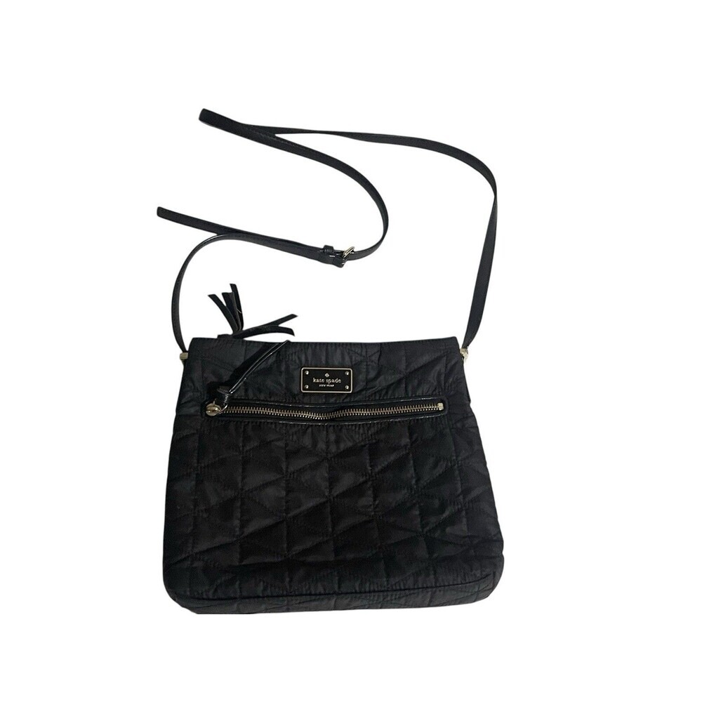 Kate Spade New York 10" x 10" Nylon Flat Crossbody Bag Purse in Black RARE